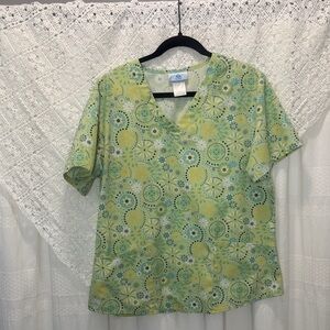 SB Scrubs Lime Green Patterned Short Sleeve Women’s Scrub Top